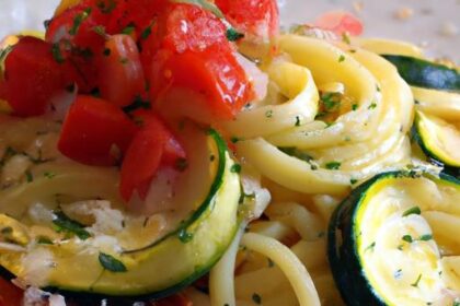 Fresh Zucchini & Tomato Pasta Drizzled with Olive Oil Bliss