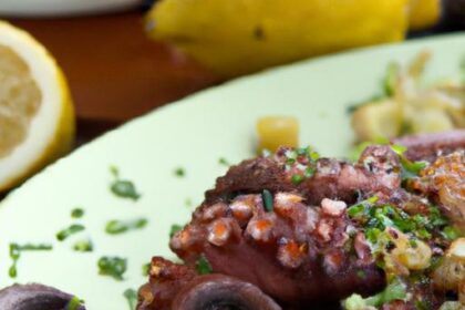 Savoring Grilled Octopus: Zesty Lemon & Garlic Delight