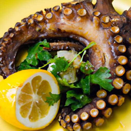 Savoring Grilled Octopus: Zesty Lemon & Garlic Delight