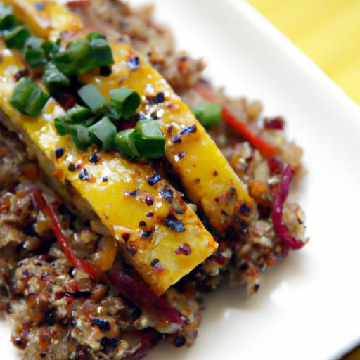 Zesty Grilled Tempeh Meets Vibrant Lemon Herb quinoa Delight