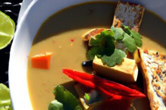 Savor the Heat: Spicy Peanut & Coconut Soup with Tempeh Delight
