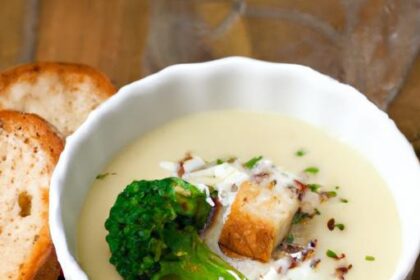 Creamy Broccoli Cheddar Soup Paired with Perfect Crusty Bread