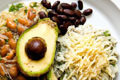 Savor the Classic Combo: Rice, Beans, Avocado & Salsa Delight