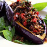 Aromatic Spiced Lamb & Pine Nut Stuffed Eggplant Delight