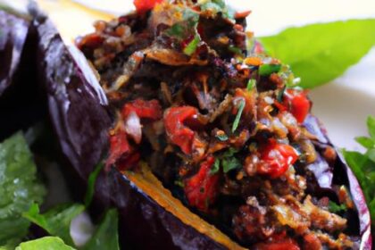 Aromatic Spiced Lamb & Pine Nut Stuffed Eggplant Delight