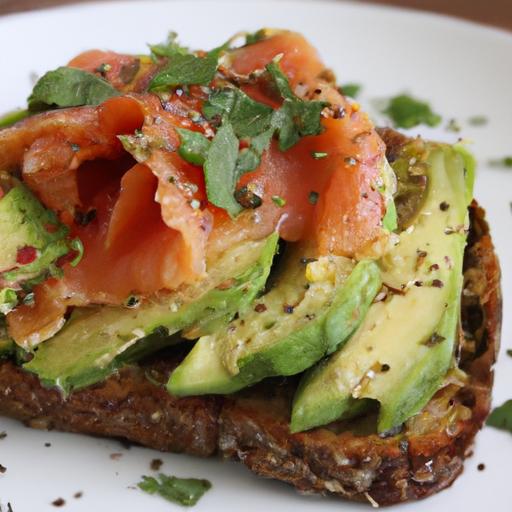 Power-Packed Avocado & salmon toast on ⁣Whole-Grain Bread