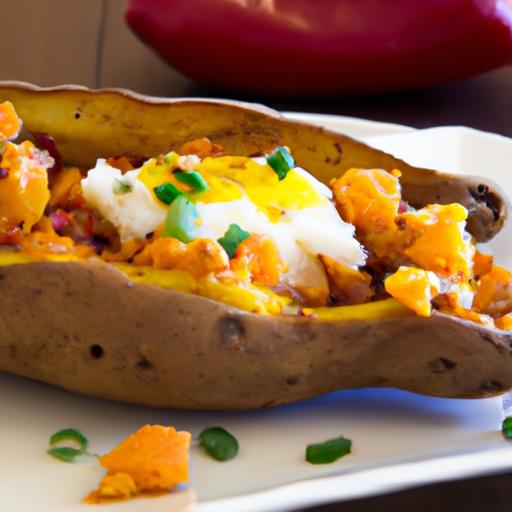 Protein-Packed Egg stuffed Sweet Potatoes: A⁣ Wholesome Twist