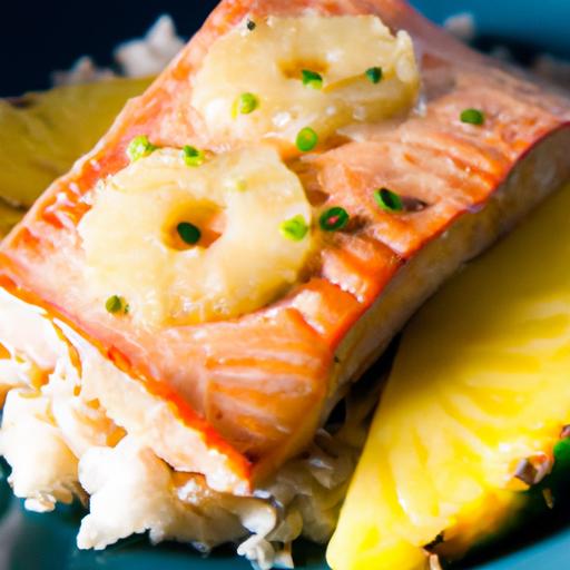 Tropical delight: Pineapple miso Salmon ​with⁢ Coconut ‍Rice