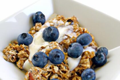 Wholesome Oatmeal Bowls Topped with Granola & Blueberries