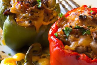 Melt-in-Your-Mouth Cheesy Stuffed Peppers with Rice & Meat