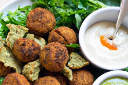 Crispy Baked Falafel Meets Zesty Green Tahini Sauce Delight