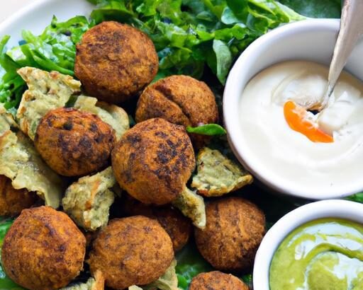 Crispy Baked Falafel Meets Zesty Green Tahini Sauce Delight
