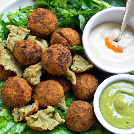 Crispy Baked Falafel Meets Zesty Green Tahini Sauce Delight
