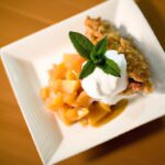 Peach Crisp Delight with Salted Coconut Milk Caramel Drizzle
