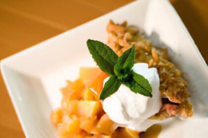 Peach Crisp Delight with Salted Coconut Milk Caramel Drizzle