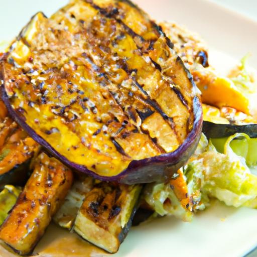 Miso Chipotle Glazed Eggplant with Toasted Sesame Seeds