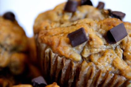 Healthy Banana Oat Muffins with Decadent Dark Choco Chips