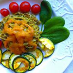 Wholesome Spaghetti Squash Pesto Pasta with Cherry Tomatoes
