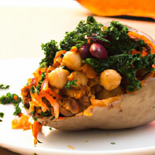 Hearty Stuffed Sweet Potatoes with Kale and Chickpeas Delight