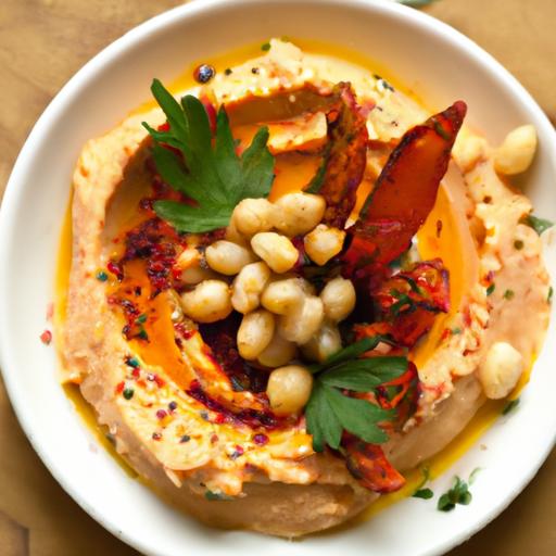 Roasted Red Pepper Hummus with Pine Nuts: ⁣A Flavorful Twist