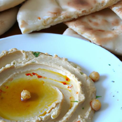 Wholesome Homemade Hummus Paired with Whole Wheat Pita