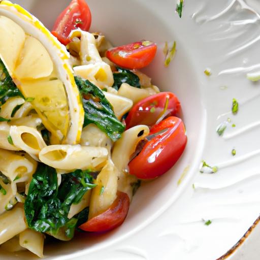 Zesty Lemon Garlic Pasta with Spinach & cherry Tomatoes Bliss
