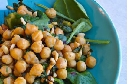 Crunchy Roasted Chickpea & Spinach Salad with Sunflower Seeds