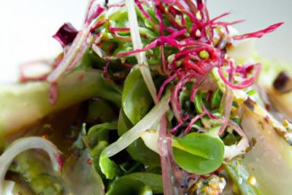 Zesty Grilled Cactus & Shishito Salad with Bright Yuzu Dressing